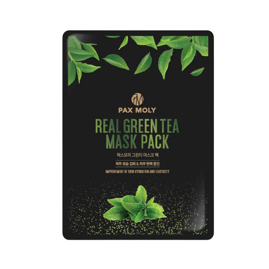 PaxMoly, Real Green Tea, Hydration & Elasticity, Sheet Mask, For Face, 25 ml